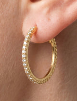 SecretBox 14K Gold Dipped Pave Hoop Earrings