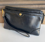 Black Wristlet Wallet/Clutch Bag w/Zipper Closure & Outer Pocket