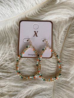 Colorful & Gold Seed Bead Teardrop Fishhook Earrings