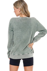 COWGIRL Olive Mineral Washed Graphic Sweater