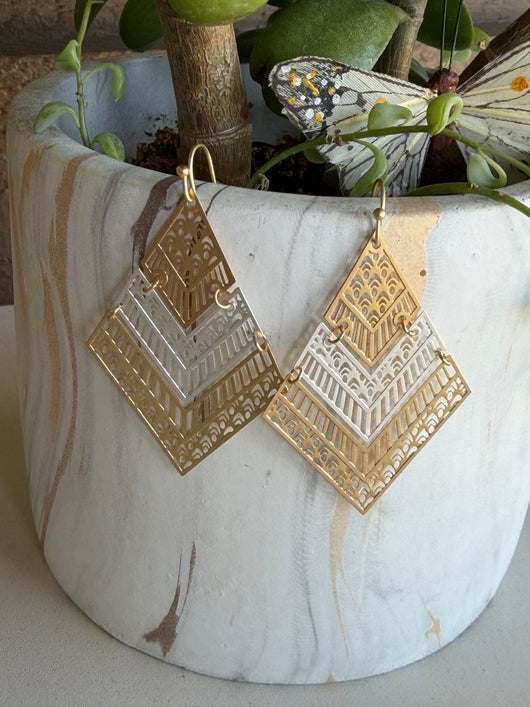 Mixed Metals Layered Dangle Earrings