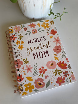 World’s Greatest Mom Whimsical Floral Wirebound Journal/Notebook