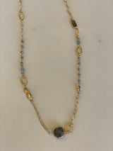 Unique Labradorite Stone & Gold Long Necklace