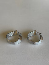 Rhodium Plated Twisty Hoop Earrings