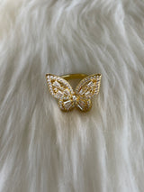 Butterfly Bling Ring CZ Gold Dipped Adjustable Fit