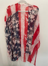 American Flag Vintage Sheer OS Kimono