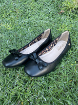 Kayleen Black Bow Flats w/Leopard Inner Design Shoes