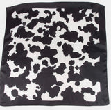 Black & White Cow Print Silk Square Scarf