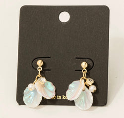 Iridescent Shells & Gold Post Earrings
