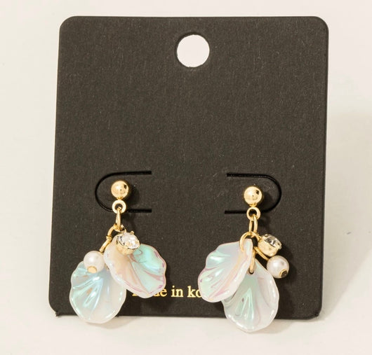 Iridescent Shells & Gold Post Earrings