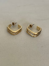 Gold Square Huggie Hoop Earrings