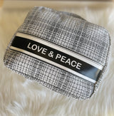 Love & Peace Black and White Cosmetic/Travel Bag