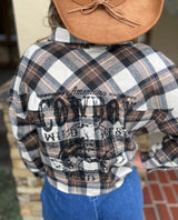 American Cowboy Brown, Blue & Cream Flannel Top