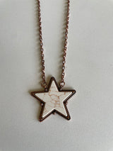 Wildflower Cream Star Pendant & Copper Chain Link Necklace and Earring Set