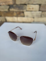 Uptown Girl Gold Rhinestone & Brown Frame Sunglasses