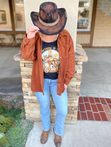 Brown Sugar Long Sleeve Button Down Corduroy Shacket