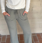 Cedar Hacci Straight Leg Loungewear Pants w/Drawstring & Pockets