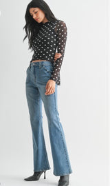 Medium Denim Utility Pocket Slim Bootcut Jeans