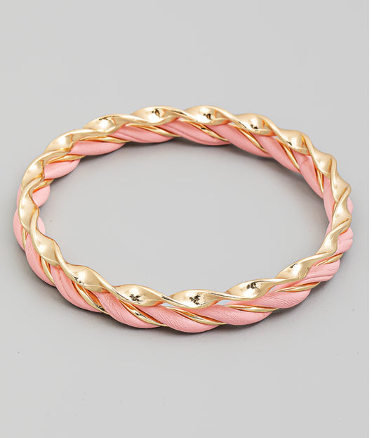 Twisted Pink & Gold Bangle Bracelets
