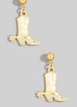 Cowgirl Boots Gold Stainless Steel Post Earrings