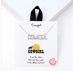 Cowgirl White Gold Dipped Silver Necklace