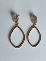 Gold Geo Shape Pave Post Earrings