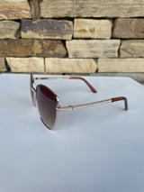 Uptown Girl Gold Rhinestone & Brown Frame Sunglasses