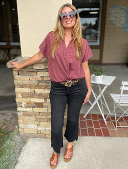 Ali Black Wash Mid Rise Super Soft & Stretch Crop Flare jeans by Vervet