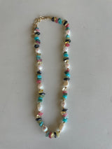 Pebble Beach Stones & Pearl Beaded Necklace
