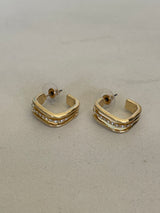 Gold Square Huggie Hoop Earrings