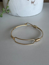 Gold Bangle Bracelet w/Eye Hook Closure