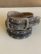 Vintage Gun Metal & Taupe Outlaw Genuine Leather Belt