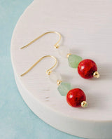 Teal & Rust Beaded Gold Fishhook Earrings