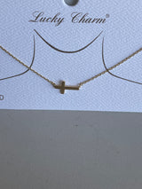 Sideways Cross Gold Dipped 15.5”-17.5” Necklace