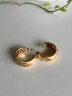 Matte Gold Thick Open Hoop Earrings