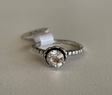 Antique Silver Ring w/Crystal Stone - Size 7