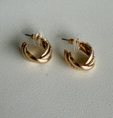 Sparkly Gold Twisted Small Open Hoop Earrings