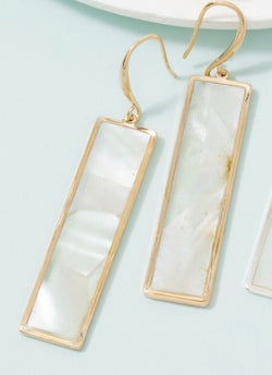 Shelly Rectangle Drop & Gold Dangle Earrings