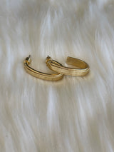 Gold Dipped Oval Open Huggie Hoop Earrings