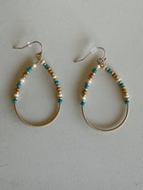 Earthy Color Seed Bead & Gold Teardrop Fishhook Earrings