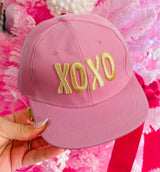 Pink Ball Cap w/Gold XOXO Embroidery and Adjustable Snap Closure