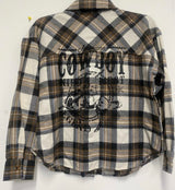 American Cowboy Brown, Blue & Cream Flannel Top