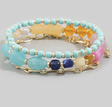 Turquoise, Pink & Orange Beads w/Gold Chain Bracelets