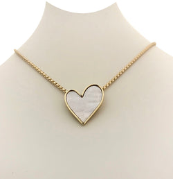 Mother of Pearl Abstract Heart on Gold Chain