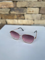 Uptown Girl Gold Rhinestone & Black Frame Sunglasses w/Sunset Lenses