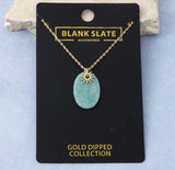 Azure Blue Oval Stone & Gold Dipped Sunburst Chain Necklace