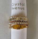 Crystal Avenue Set of 3 Gold Band & Rhinestone Rings