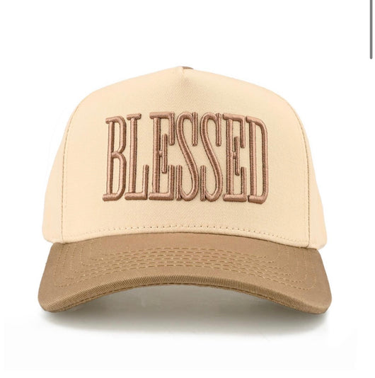 Blessed Tan & Beige CC Brand Adjustable Snap Closer Hat