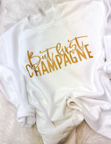 But First Champagne White Sweater w/Gold Lettering
