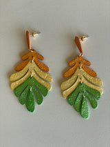 Orange, Yellow & Green Dangle Post Earrings